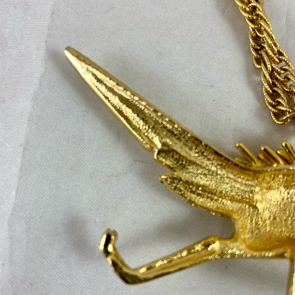 Vintage Large Gold Tone Pendant Necklace Roadrunner Southwestern 23” Inch Long - Picture 7 of 12